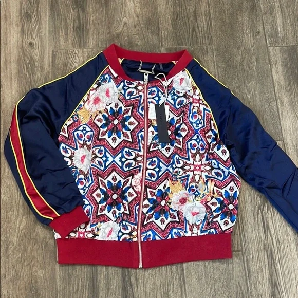 Dolce Cabo Red and Blue Reversible Bomber Track style Jacket - Picture 2 of 7